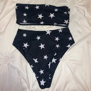 Black and white star bandeau shein bikini